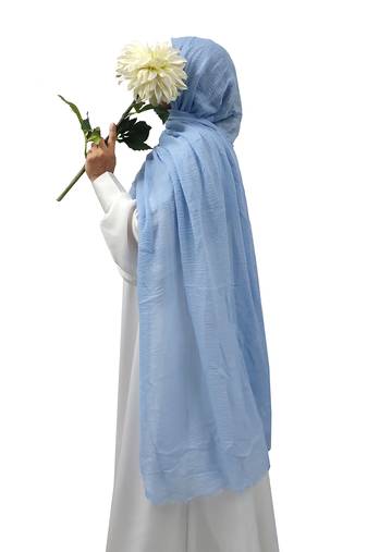 Ana ice blue cotton crinkle hijab - soft, ultra-light, and breathable scarf for elegant modesty