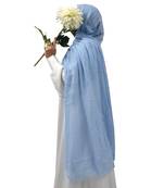 Ana ice blue cotton crinkle hijab - soft, ultra-light, and breathable scarf for elegant modesty
