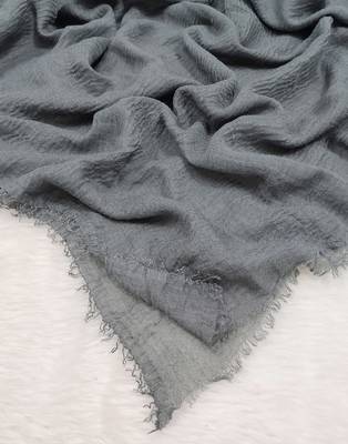 Ana grey cotton crinkle hijab - elegant soft scarf with extensive coverage for modest fashion 2