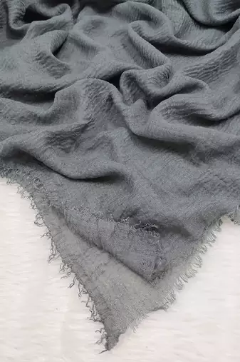 Ana grey cotton crinkle hijab - elegant soft scarf with extensive coverage for modest fashion