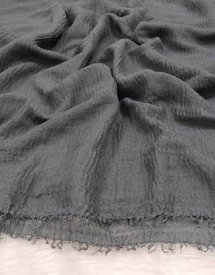 Ana grey cotton crinkle hijab - elegant soft scarf with extensive coverage for modest fashion 3