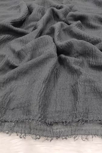 Ana grey cotton crinkle hijab - elegant soft scarf with extensive coverage for modest fashion