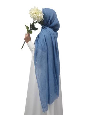 Ana denim cotton crinkle hijab - stylish and versatile soft scarf with full coverage 1