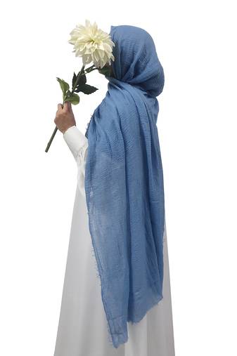 Ana denim cotton crinkle hijab - stylish and versatile soft scarf with full coverage