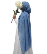 Ana denim cotton crinkle hijab - stylish and versatile soft scarf with full coverage