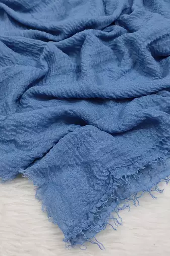 Ana denim cotton crinkle hijab - stylish and versatile soft scarf with full coverage