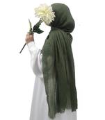 Ana olive green cotton crinkle hijab - nature-inspired soft scarf for versatile modest wear