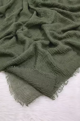 Ana olive green cotton crinkle hijab - nature-inspired soft scarf for versatile modest wear