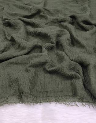 Ana olive green cotton crinkle hijab - nature-inspired soft scarf for versatile modest wear 3