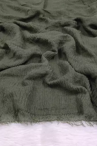 Ana olive green cotton crinkle hijab - nature-inspired soft scarf for versatile modest wear