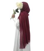 Ana maroon cotton crinkle hijab - luxuriously soft and wide coverage scarf for diverse styling