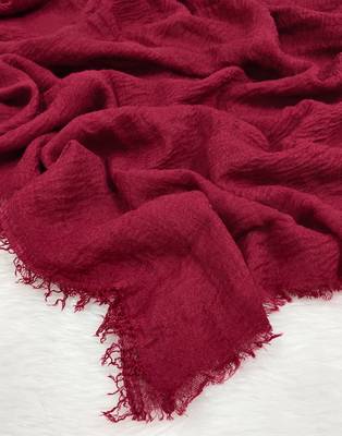 Ana maroon cotton crinkle hijab - luxuriously soft and wide coverage scarf for diverse styling 2