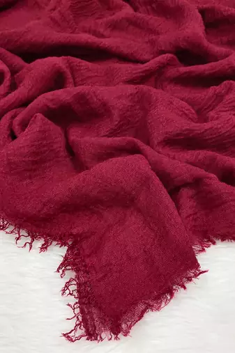 Ana maroon cotton crinkle hijab - luxuriously soft and wide coverage scarf for diverse styling