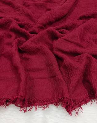Ana maroon cotton crinkle hijab - luxuriously soft and wide coverage scarf for diverse styling 3