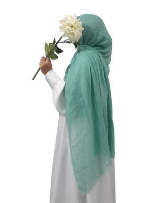 Ana pastel green cotton crinkle hijab - delicate, soft, and breathable scarf for graceful modesty 1