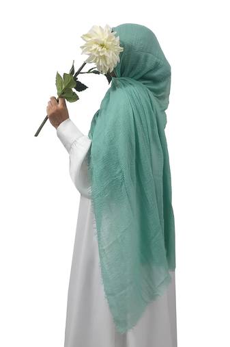 Ana pastel green cotton crinkle hijab - delicate, soft, and breathable scarf for graceful modesty
