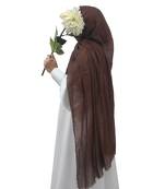 Ana chocolate brown cotton crinkle hijab - luxurious softness in a rich, full-coverage scarf