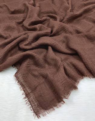Ana chocolate brown cotton crinkle hijab - luxurious softness in a rich, full-coverage scarf 2