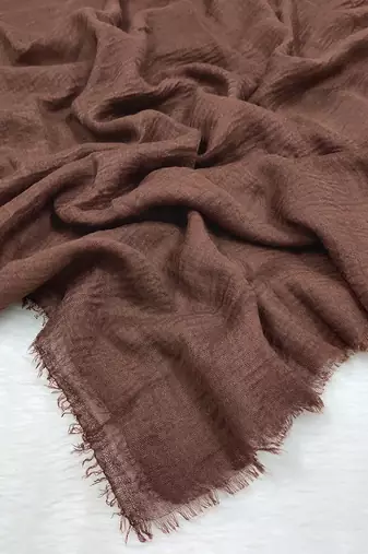 Ana chocolate brown cotton crinkle hijab - luxurious softness in a rich, full-coverage scarf
