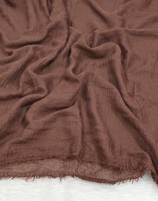 Ana chocolate brown cotton crinkle hijab - luxurious softness in a rich, full-coverage scarf 3