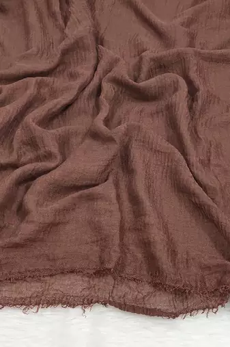 Ana chocolate brown cotton crinkle hijab - luxurious softness in a rich, full-coverage scarf