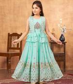 Aarika girls embroidery and thread work party wear gown with shrug