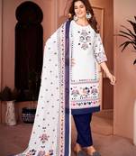 Traditional blue color rayon fabric printed and mirror work kurta plazzo and dupatta set