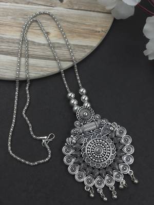 Oxidised silver chain pendant (combo of 2) 2
