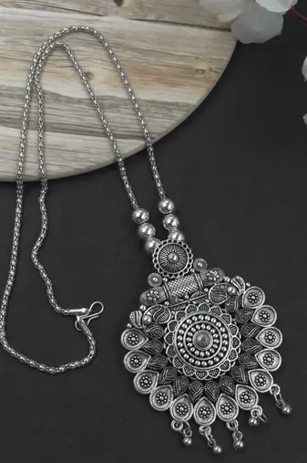 Oxidised silver chain pendant (combo of 2)