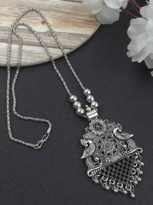Oxidised silver chain pendant (combo of 2) 3