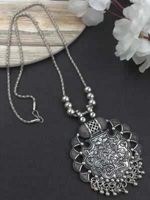 Oxidised silver chain pendant (combo of 2) 2