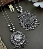 Oxidised silver chain pendant (combo of 2)