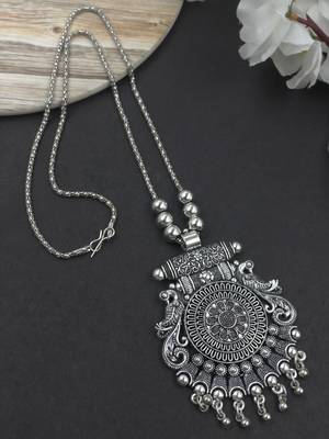 Oxidised silver chain pendant (combo of 2) 2