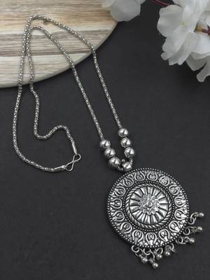 Oxidised silver chain pendant (combo of 2) 3