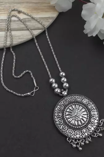 Oxidised silver chain pendant (combo of 2)