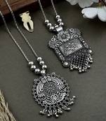 Oxidised silver chain pendant (combo of 2)