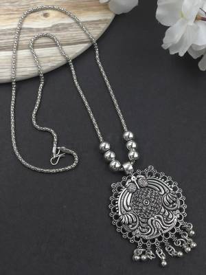 Oxidised silver chain pendant (combo of 2) 2