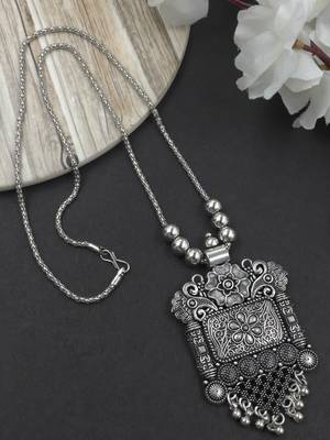Oxidised silver chain pendant (combo of 2) 3
