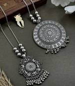 Oxidised silver chain pendant (combo of 2)