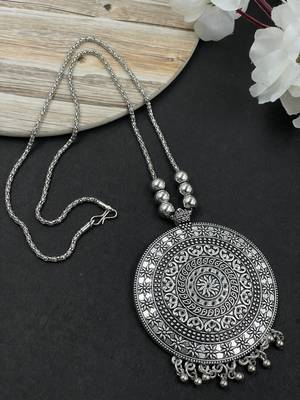 Oxidised silver chain pendant (combo of 2) 2