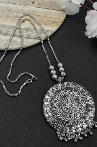 Oxidised silver chain pendant (combo of 2)