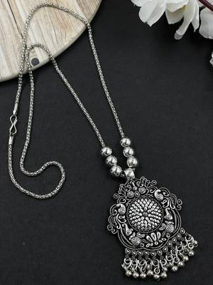 Oxidised silver chain pendant (combo of 2) 3