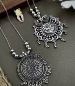 Oxidised silver chain pendant (combo of 2)