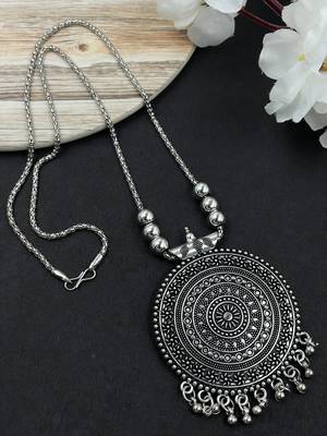 Oxidised silver chain pendant (combo of 2) 2