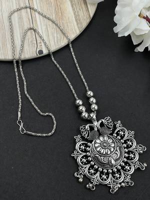 Oxidised silver chain pendant (combo of 2) 3