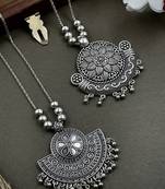 Oxidised silver chain pendant (combo of 2)