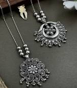 Oxidised silver chain pendant (combo of 2)