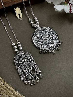 Oxidised silver chain pendant (combo of 2) 1