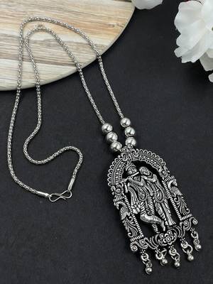 Oxidised silver chain pendant (combo of 2) 2