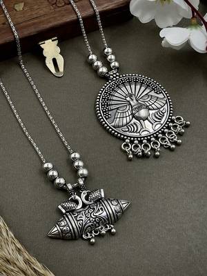 Oxidised silver chain pendant (combo of 2) 1